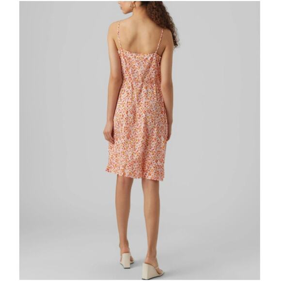 New VERO MODA NORDSTROM Women's Orange Floral Emma Wrap Sundress Size L - Picture 2 of 8